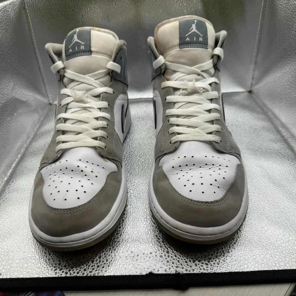 Size 11.5 Air Jordan 1 SE Mid Patent Cool Gray White Mens Sneakers‎ HF3216-100